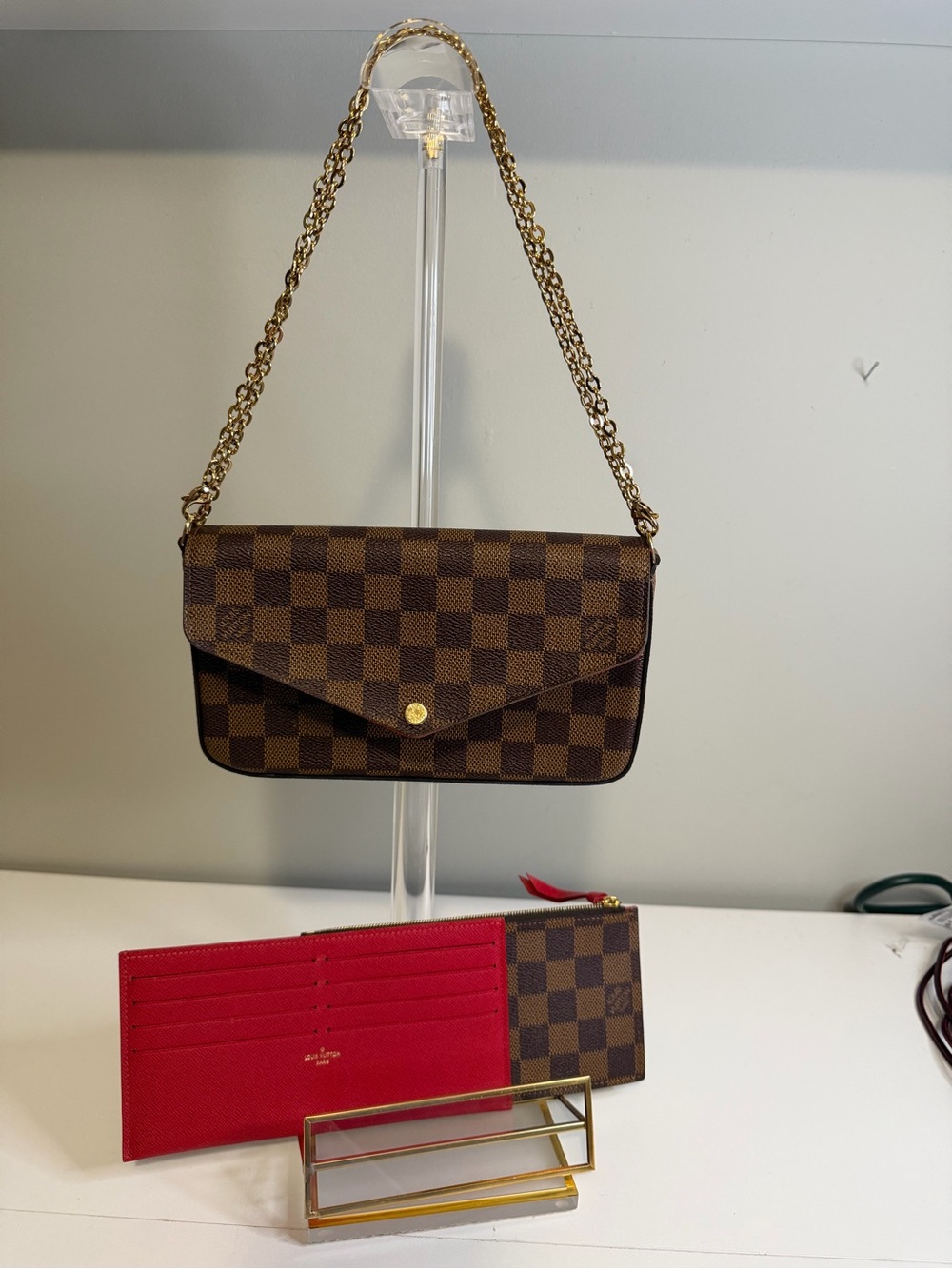 Louis Vuitton Felicie Damier Ebene Origional Chain and both Inserts